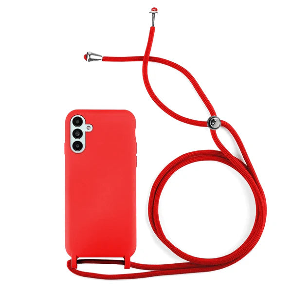 Capa de silicone com cordão para Galaxy A25 5G - Vermelho