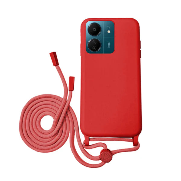 Capa Xiaomi Redmi 13C Silicone Cordão - Vermelho