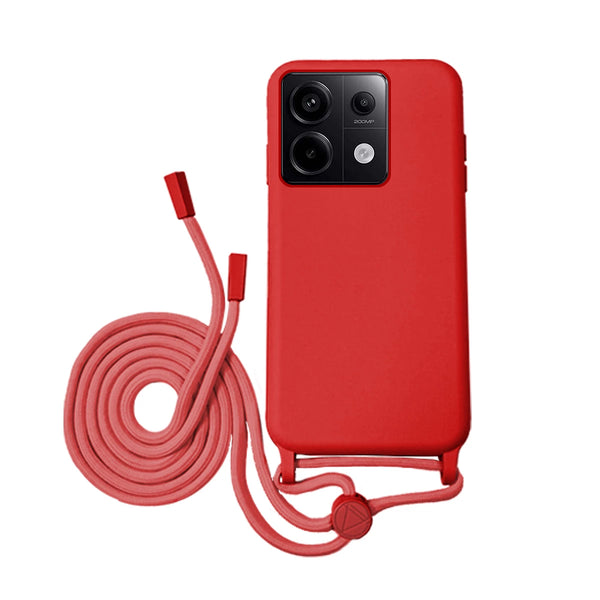 Capa de silicone com cordão para Redmi Note 13 Pro 5G - Vermelho