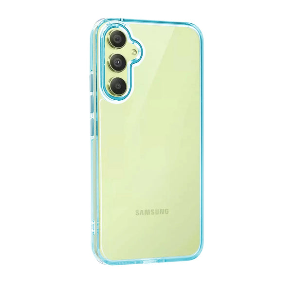 Capa Samsung Galaxy A35 5G Antichoque com Borda Colorida - Azul Turquesa