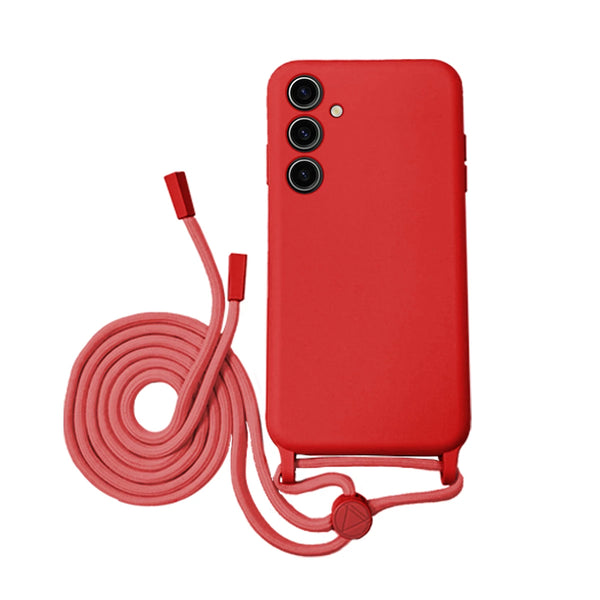 Capa Samsung Galaxy A35 5G Silicone com Cordão - Vermelho