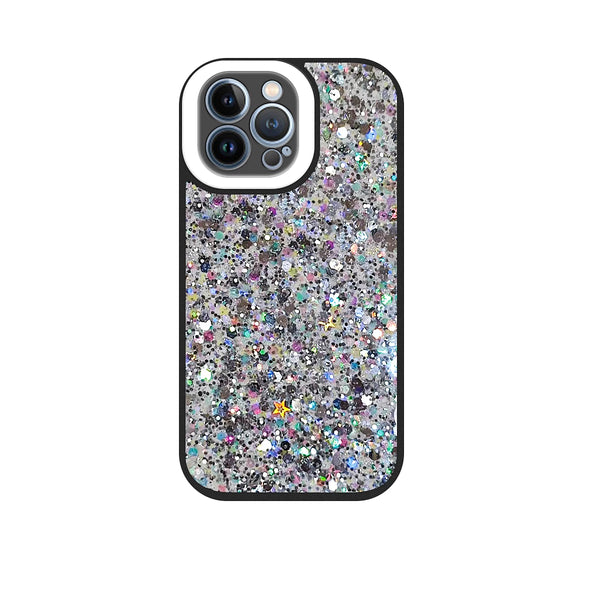 Capa Glitter Purpurina fluorescente para iPhone 14 Pro - Preto