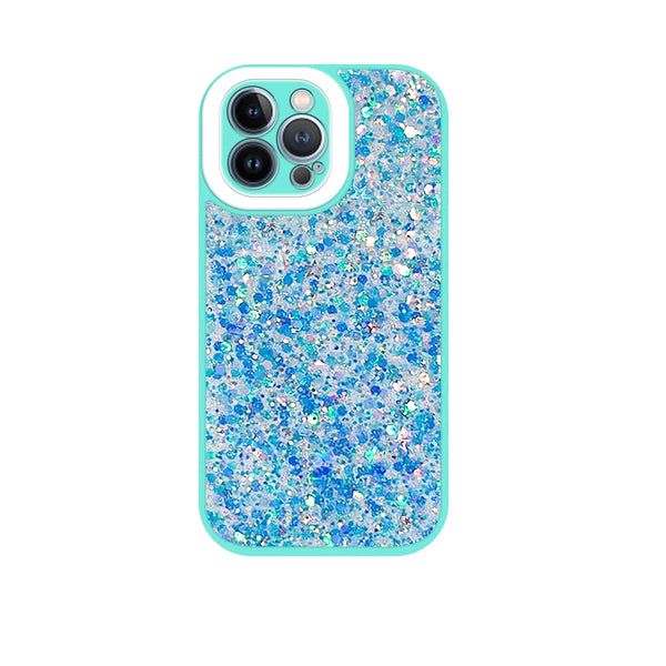 Capa Glitter Purpurina fluorescente para iPhone 14 Pro - Azul Turquesa