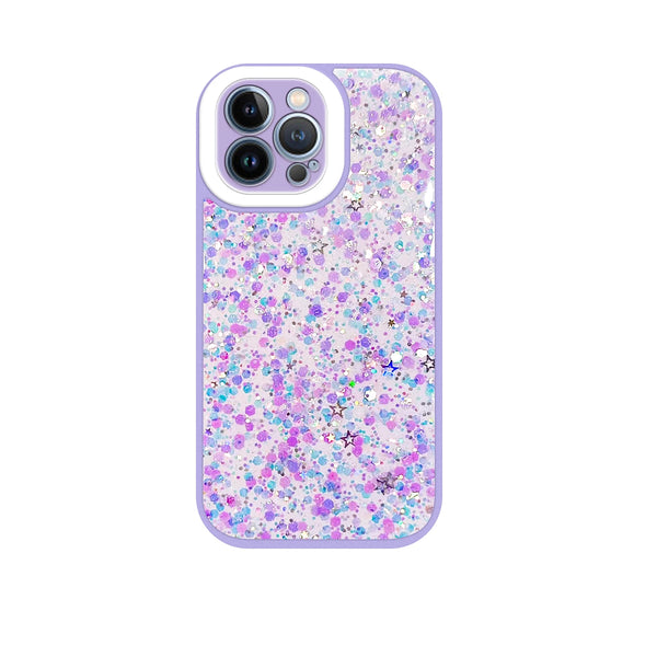 Capa Glitter Purpurina fluorescente para iPhone 14 Pro - Lilás