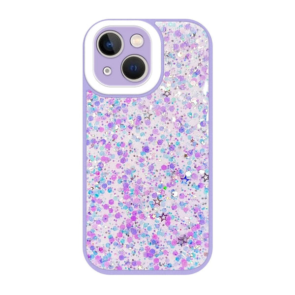 Capa Iphone 14 Plus Glitter Purpurina fluorescente - Lilás