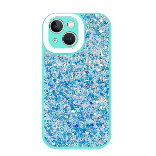 Capa Iphone 14 Plus Glitter Purpurina fluorescente -  Azul Turquesa