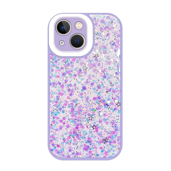 Capa Glitter Purpurina fluorescente para iPhone 14 Pro Max - Lilás