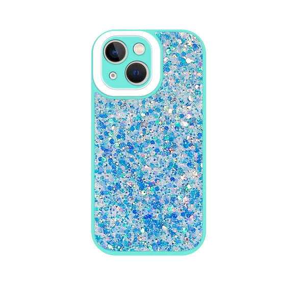 Capa Glitter Purpurina fluorescente para iPhone 14 - Azul Turquesa