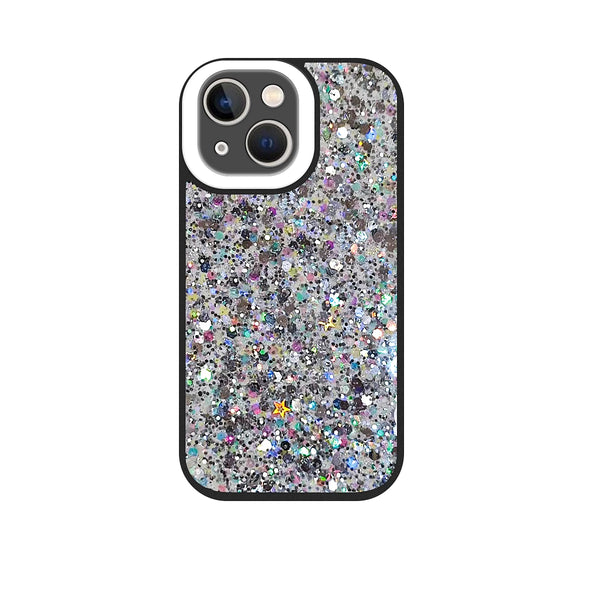 Capa Glitter Purpurina fluorescente para iPhone 14 - Preto