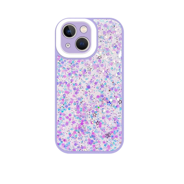 Capa Glitter Purpurina fluorescente para iPhone 14 - Lilás