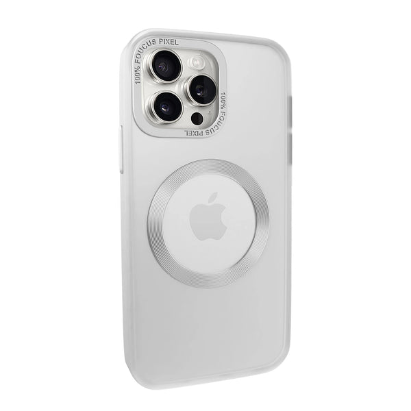 Capa Magsafe com cobertura de câmera para iPhone 15 Pro - Branco