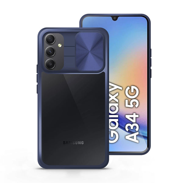 Capa Samsung Galaxy A34 5G Tampa Deslizante Premium - Azul Escuro