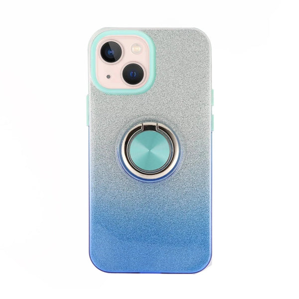 Capa iPhone 14 Plus Brilhante com íman e anel - Azul Turquesa