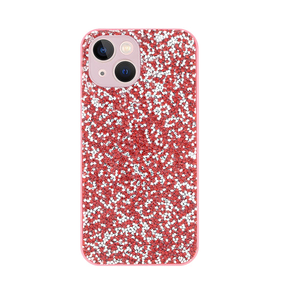 Capa De Silicone Glitter para iPhone 14 - Vermelho