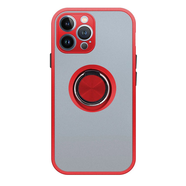 Capa de gel com iman e anel para iphone 13 pro max vermelho