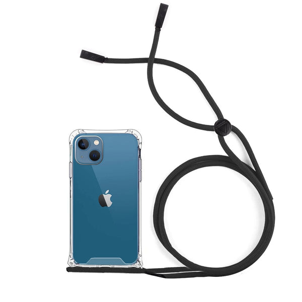 Capa de gel transparente com cordão para iphone 13 mini