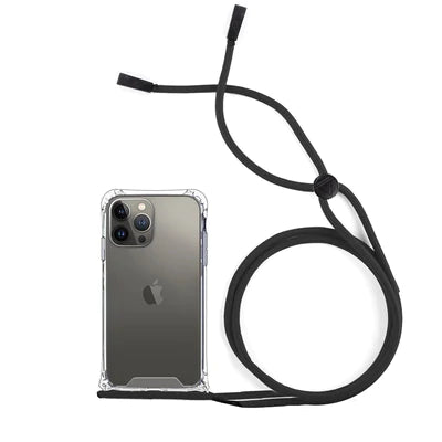 Capa gel transparente antichoque com cordao para iphone 13 pro max