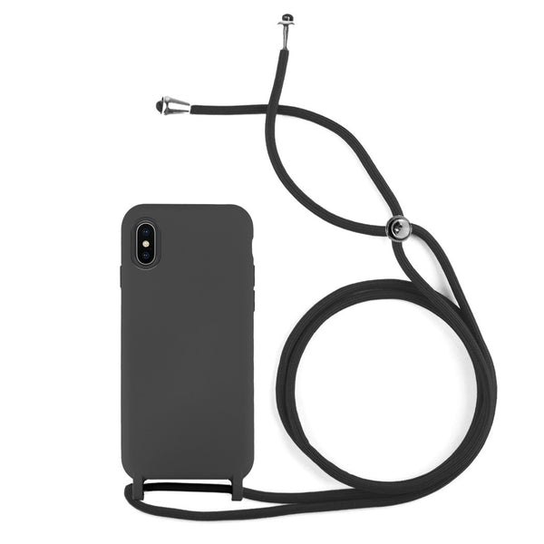 Capa de silicone com cordão para iPhone X/XS