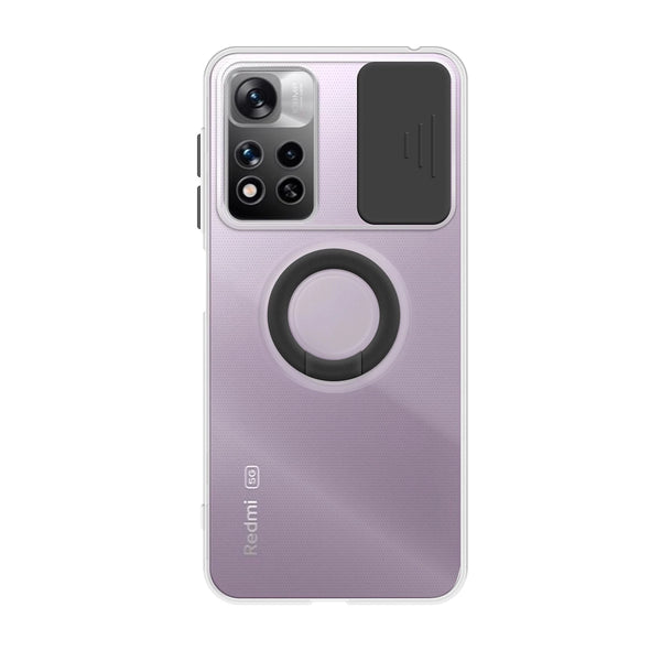 Capa de gel com tampa da câmera deslizante e anel para Redmi Note 11 Pro Plus 5G