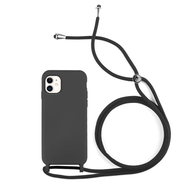 Capa de silicone com cordão para iPhone 11