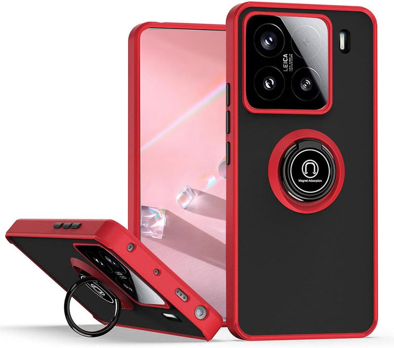 Capa Xiaomi 15 Smoked Iman Anel - Vermelho