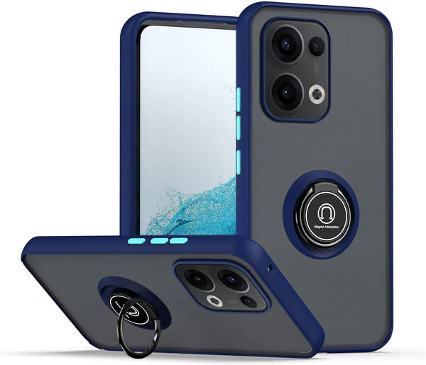 Capa Oppo Reno 14 Smoked Iman Anel - Azul