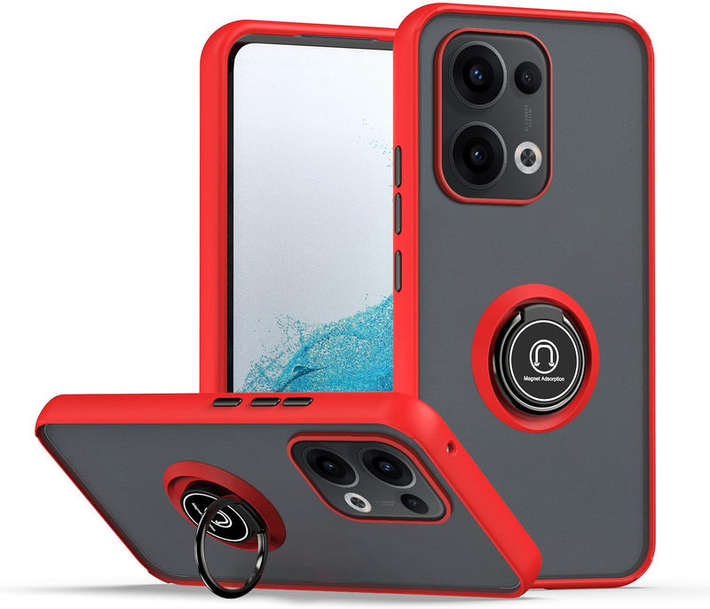 Capa Oppo Reno 13 5G Smoked Iman Anel - Vermelho