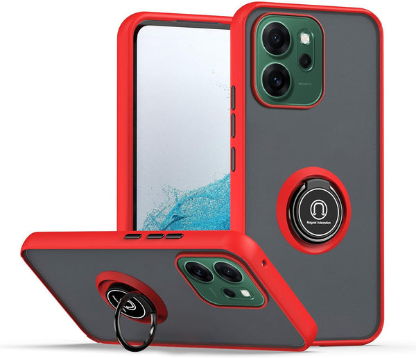 Capa Oppo Reno 14 FS Smoked Iman Anel - Vermelho