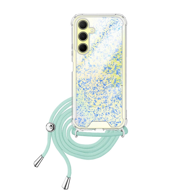 Capa Samsung Galaxy A55 5G Purpurina Cordão - Azul Turquesa