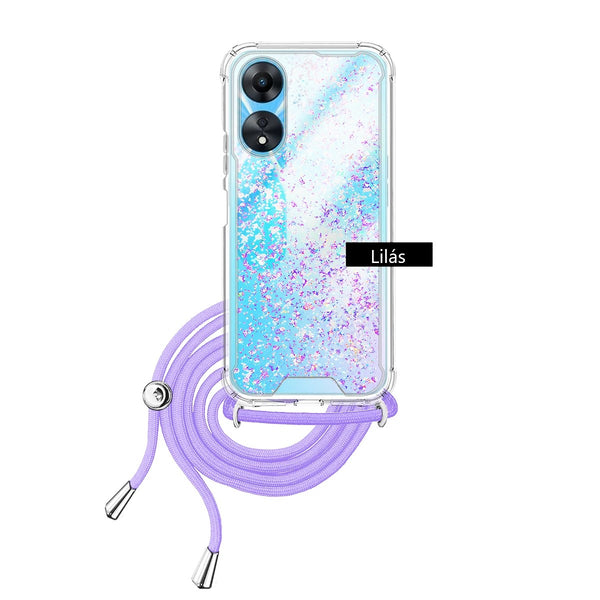Capa Oppo A98 5G Purpurina Cordão - Lilás