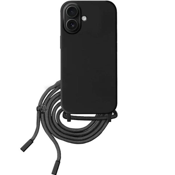 Capa iPhone 16 Plus Silicone Cordão - Preto