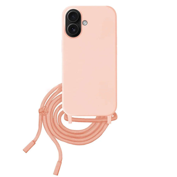 Capa iPhone 16 Plus Silicone Cordão - Rosa