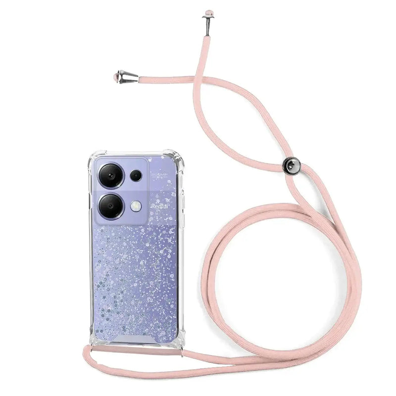 Capa Xiaomi Redmi Note 13 4G Purpurina Cordão - Rosa