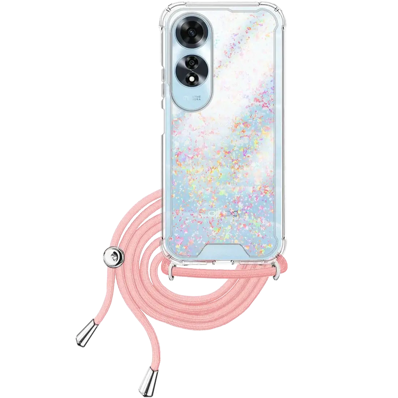 Capa Oppo A60 Purpurina Cordão - Rosa