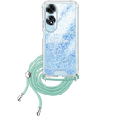 Capa Oppo A60 Purpurina Cordão - Azul Turquesa