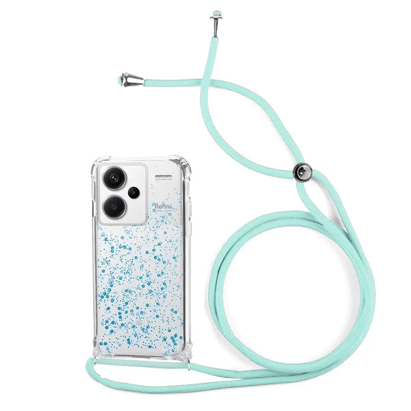 Capa Xiaomi Redmi Note 13 Pro Plus 5G Purpurina Cordão - Azul Turquesa