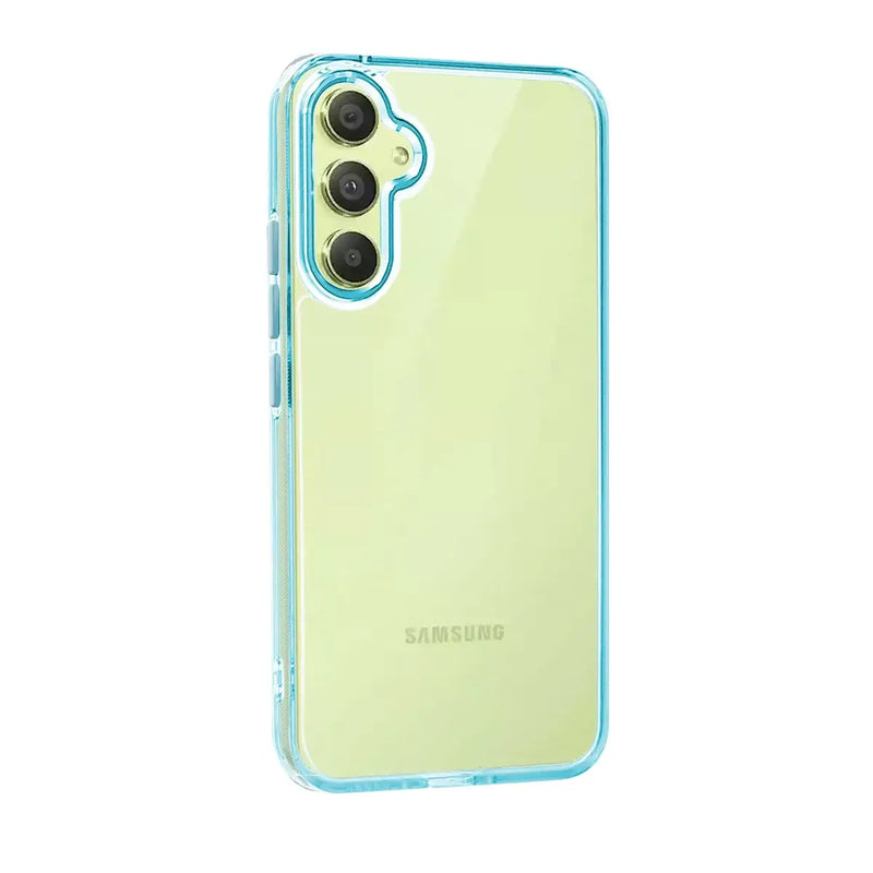 Capa Samsung Galaxy A35 5G Antichoque com Borda Colorida - Azul Turquesa