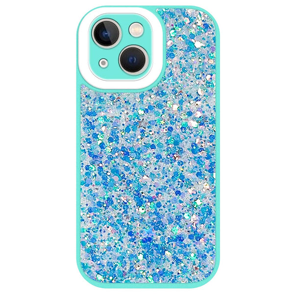 Capa Glitter Purpurina fluorescente para iPhone 14 Pro Max - Azul Turquesa