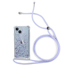 Capa de Purpurina com Cordão para iPhone 15 - Lilás