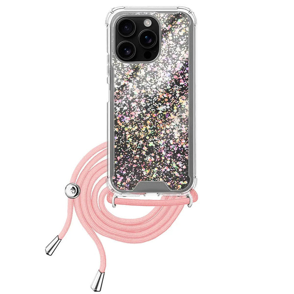 Capa iPhone 16 Pro Max Purpurina Cordão - Rosa