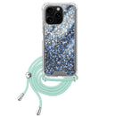 Capa iPhone 16 Pro Max Purpurina Cordão - Azul Turquesa