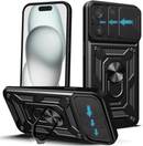 Capa Military com proteção de câmera deslizante e anel 360º para iPhone 15 Plus
