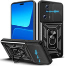 Capa Xiaomi 13 Lite Military com proteção de câmera deslizante e anel 360º - Preto