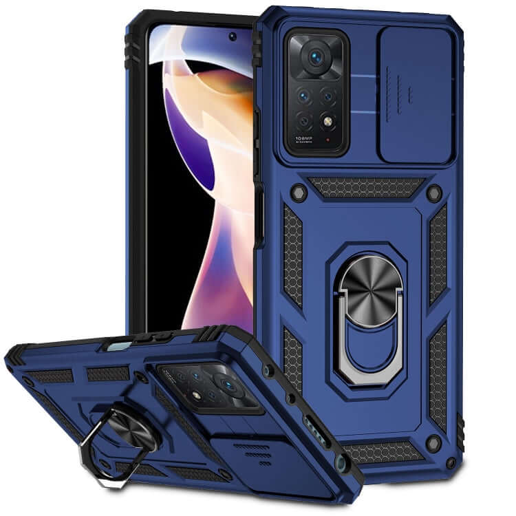 Capa Military com proteção de câmera deslizante e anel 360º para Redmi Note 11 Pro Plus 5G