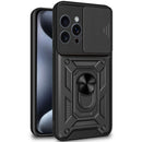 Capa Military com proteção de câmera deslizante e anel 360º para iPhone 15 Pro