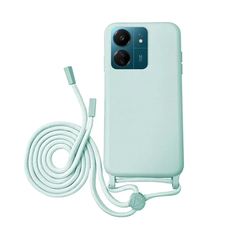 Capa Xiaomi Redmi 13C Silicone Cordão - Azul Turquesa