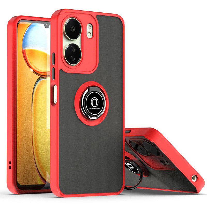 Capa Xiaomi Redmi 13C Smoked Iman Anel - Vermelho