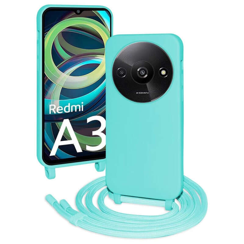 Capa Xiaomi Redmi A3 Silicone Cordão - Azul Turquesa