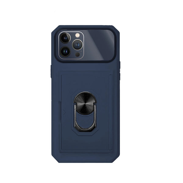 Capa Military com iman, anel e cobertura total das câmeras para iPhone 14 Pro Max - Azul Escuro