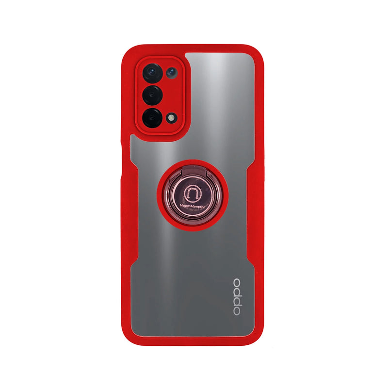 Capa Oppo A74 4G Dupla 360 Antichoque Iman Anel - Vermelho